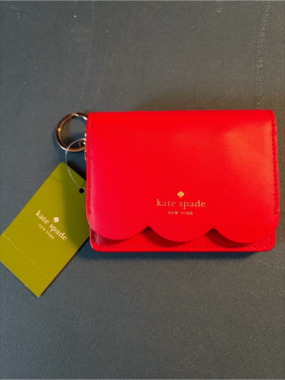 kate spade Red Scallop Trim Card Case with Key Ring - Picture 8 of 8